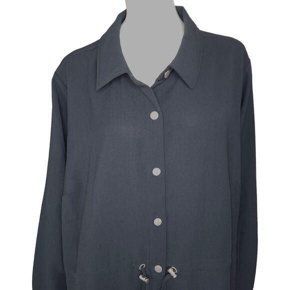 Girl With Curves Button Shirt Jacket with Adjustable Waist Black 2X NWOT - Picture 2 of 14